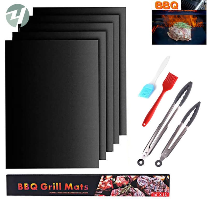 Factory direct stock of non-stick, high-temperature resistant Teflon BBQ grill mats – an essential for outdoor picnics.