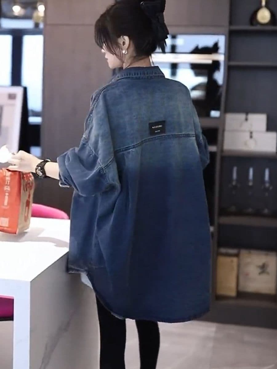 Lazy Style Loose Denim Shirt Women Casual Versatile Layering Top Spring/Autumn Korean Style Fashion Workwear Shirt Jacket