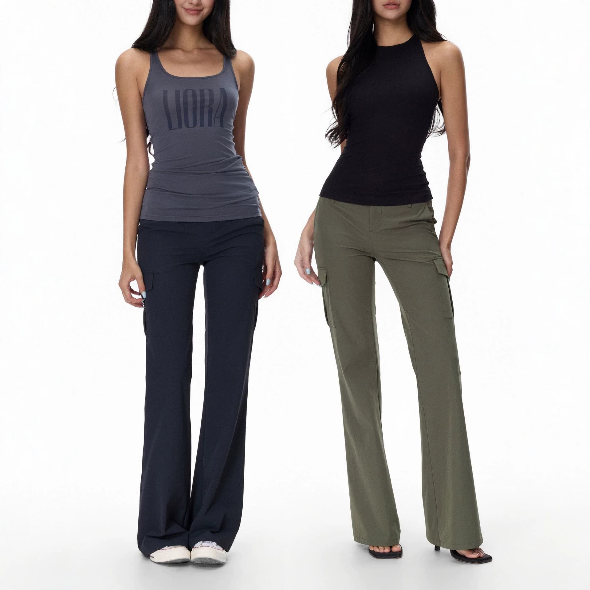 Thin low-waist elastic slim-fit sun protection bootcut overalls with multi-pocket design hot girl trousers design sports pants