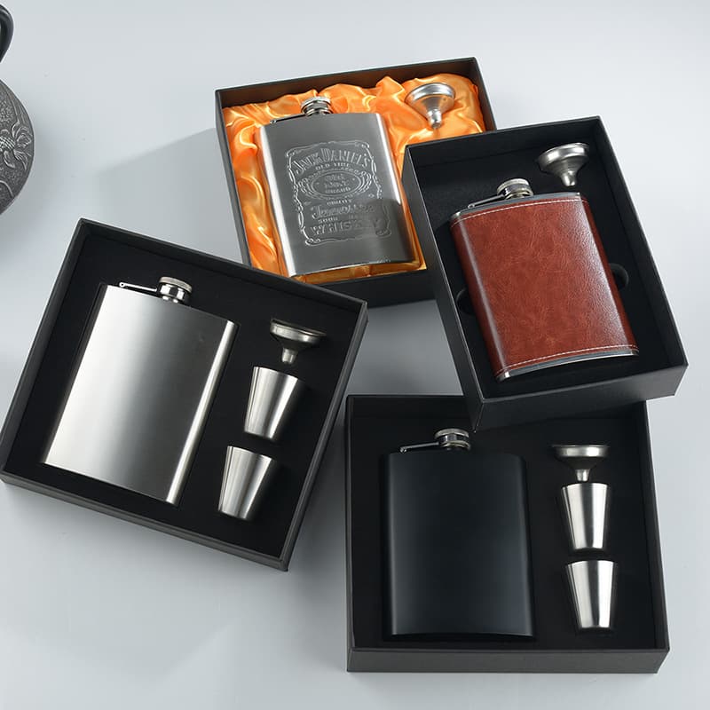 8 oz stainless steel set wine bottle gift box matte black brown wine bottle gift box yellow thick gray thick 2 cups a bucket