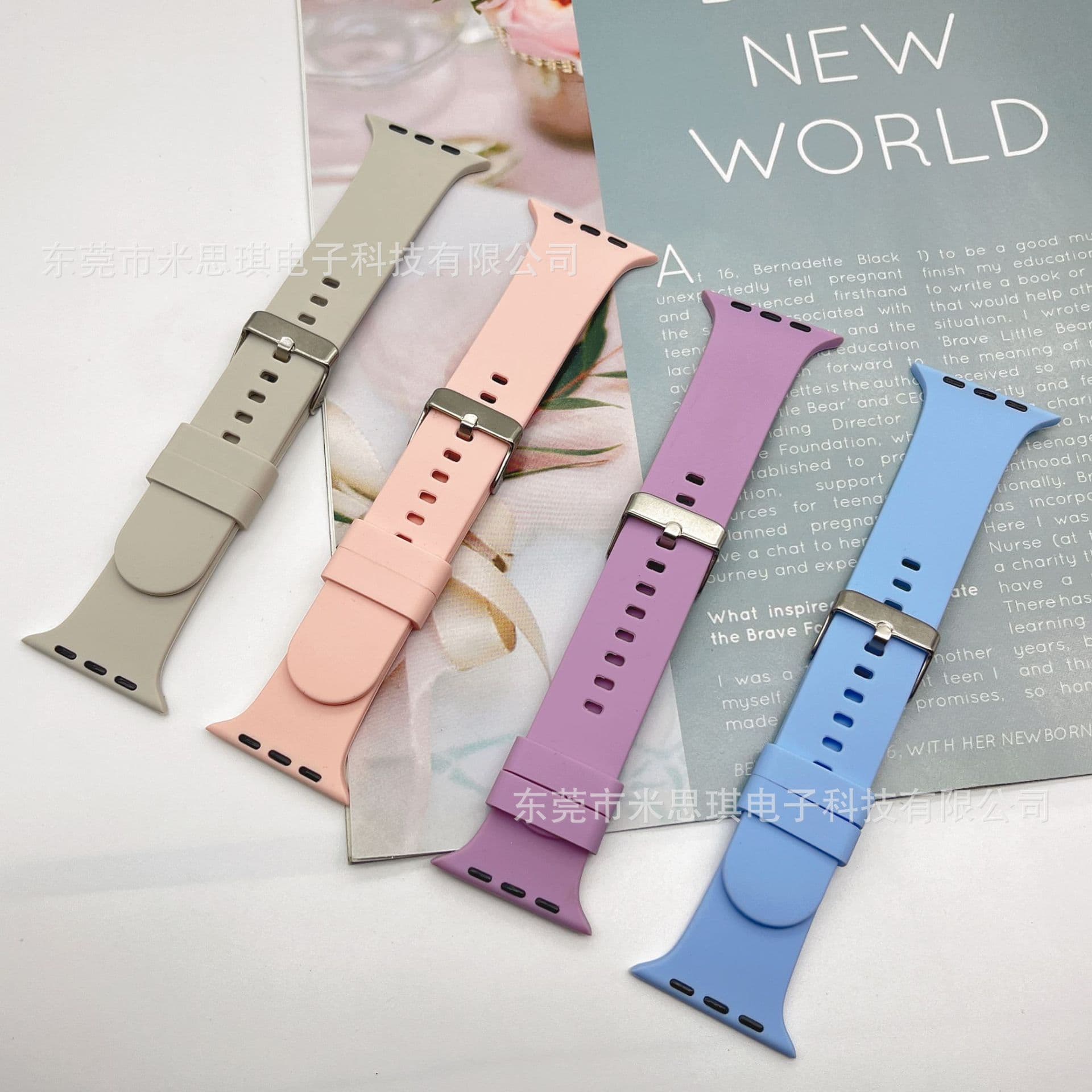 Silicone Loop Band for Apple Watch, iWatch Band, Apple Solid Color Silicone Band with Square Buckle