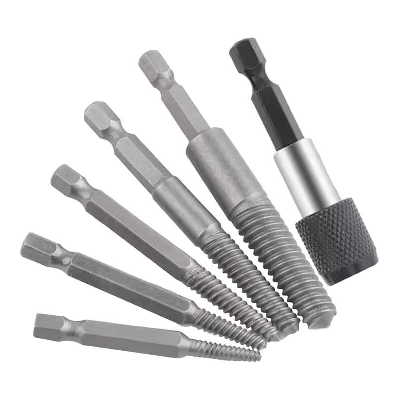 Hexagonal shank broken screw extractor, electric drill tool set for removing broken screws, quick-change extension rod type screw extractor