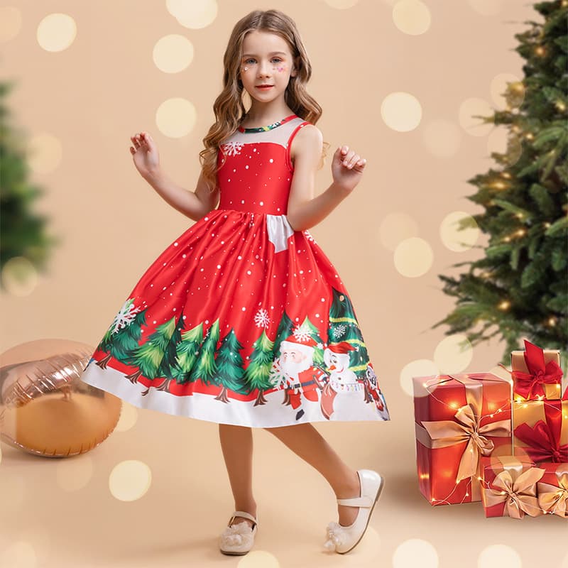 Cross-border Girls' Christmas Dress Birthday Banquet Festival Performance Costume Little Girl Princess Dress Children's Recital