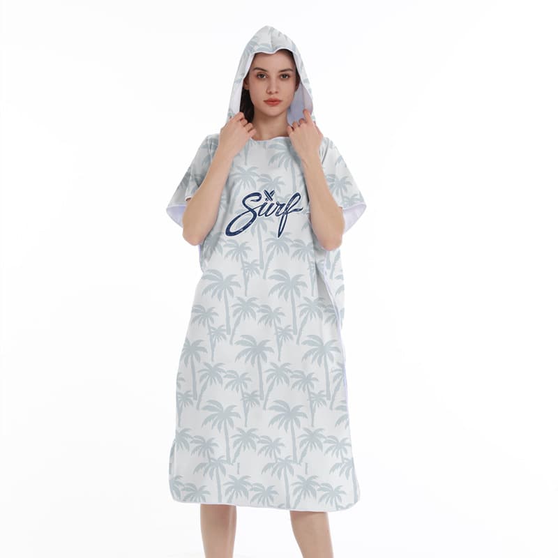 Amazon Tume Shein Cross-border Quick-dry Beach Swimming Hooded Towel Poncho with Zipper Surfing Changing Robe