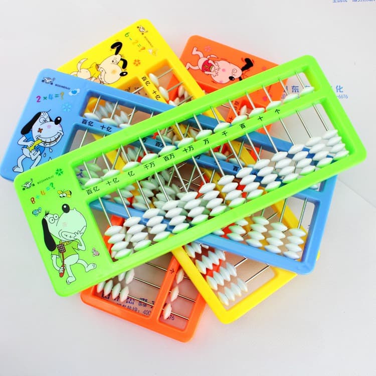 Multi-Color Plastic Abacus, 13-Row 5-Bead Thirteen-Rod Five-Bead Elementary Bead Mental Arithmetic Cartoon Children's Abacus 228B