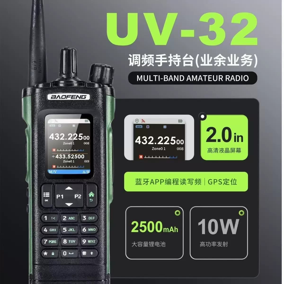 Baofeng UV32 DMR Digital Walkie Talkie Mountain GPS APRS Chinese English Menu Baofeng DM1702/1701