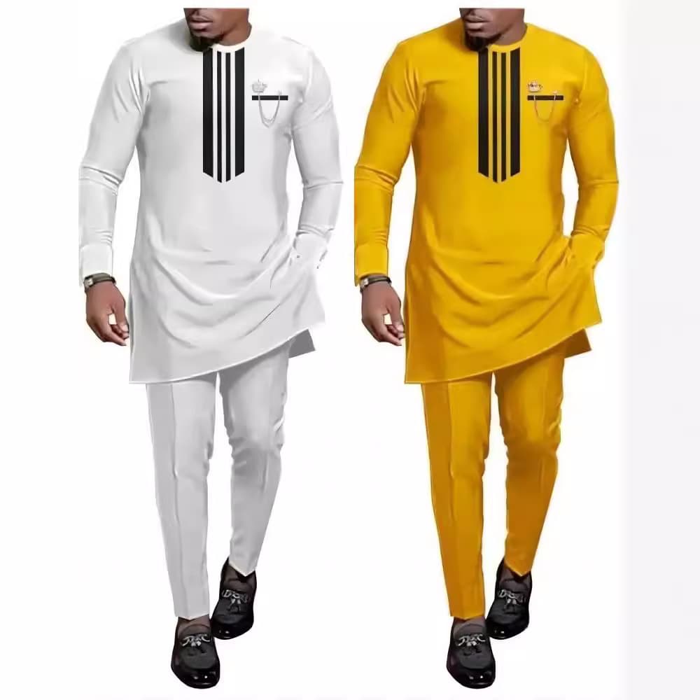Hot-selling new men's clothing set for foreign trade and cross-border sales, African men's digital top and trousers 2-piece set, M-4XL