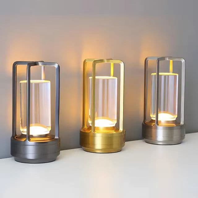Gold, black, and silver cross table lamp with button touch, USB charging, decorative lamp for bars, camping, and bedside