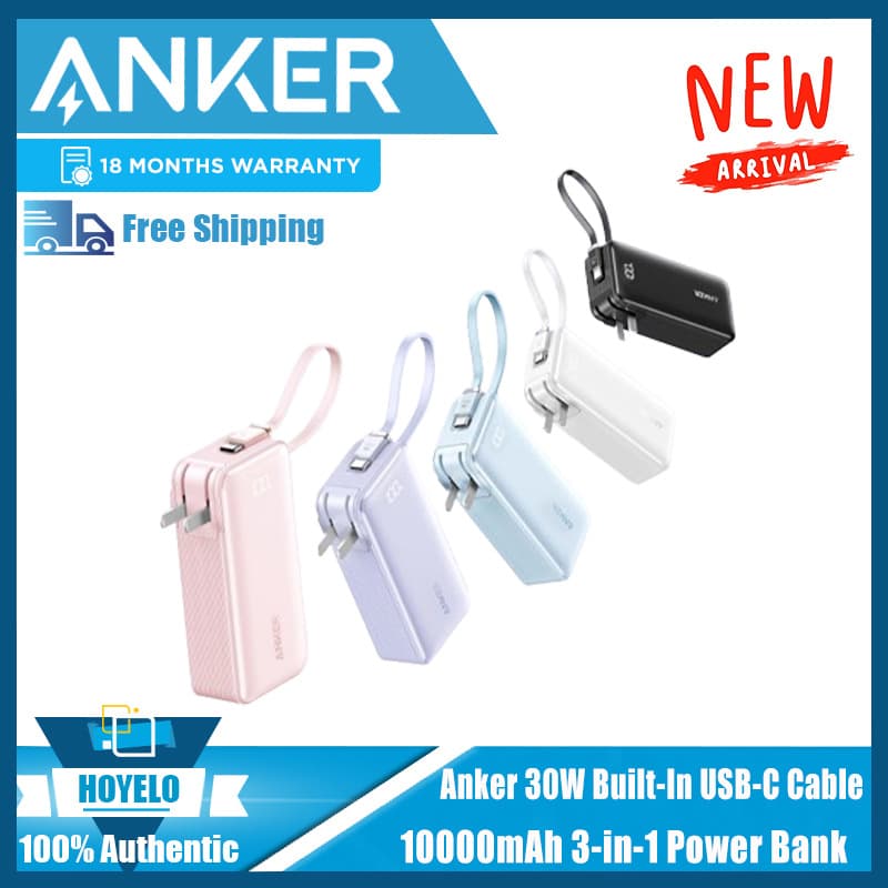 ANKER Anker 3-in-1 Power Bank with Built-in Cable and Charger, 10000mAh, A1637