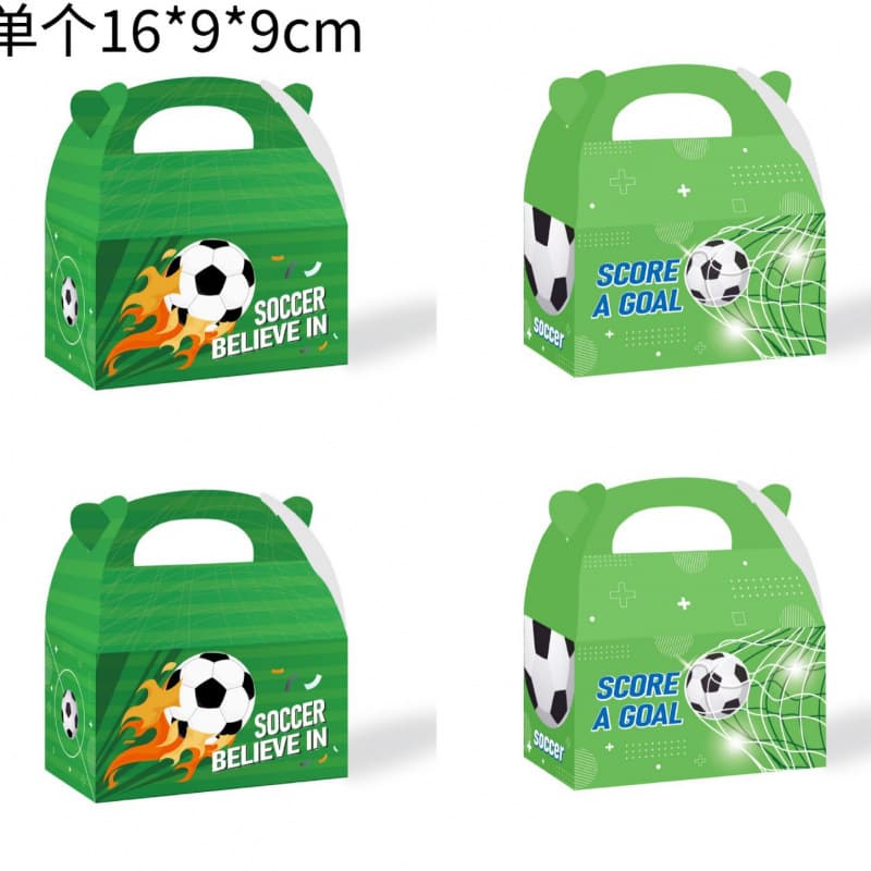 Cross-border Football World Cup green field theme carton wholesale holiday ball party portable white card candy box