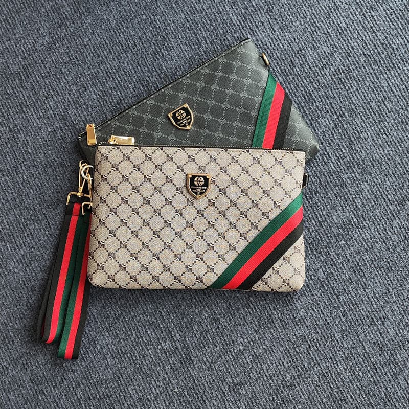2025 new men's bag, unisex envelope bag, large wallet, striped soft folder bag, men's thin clutch bag, women's bag