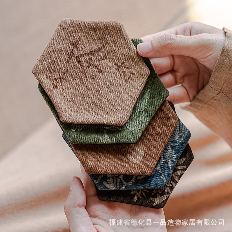 Yipin Zaowu Creative Handmade Tie-Dye Burnished Flower Coaster Retro Tea Tray Tea Set Accessories Tea Cup Holder Home Heat Insulation Pad