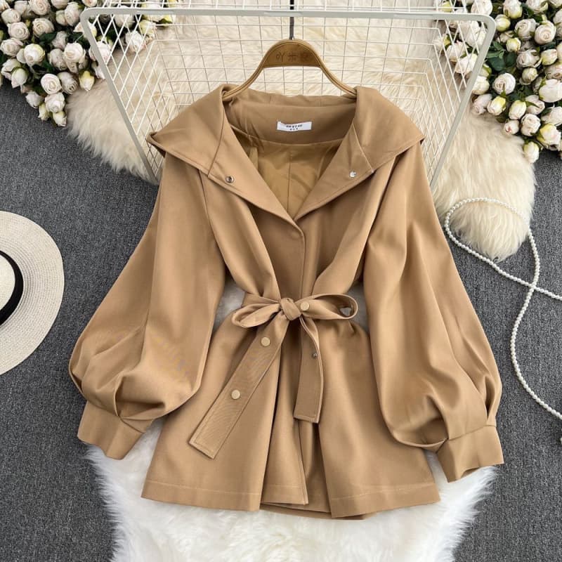 Simone Rainer hooded windbreaker jacket for women autumn and winter new short style small casual design jacket for women
