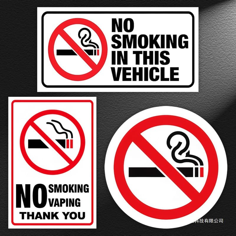No Smoking Warning Sticker for Ride-Hailing Vehicles, Indoor No Smoking Sign for Shopping Malls