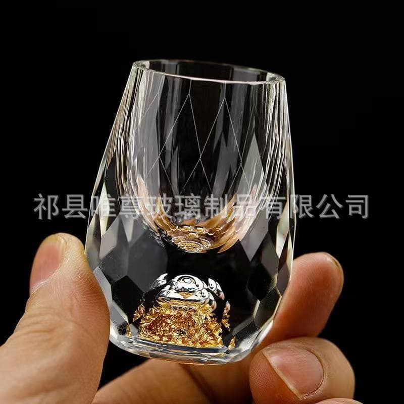 Drill surface gold foil white wine cup crystal glass sip cup spirit cup household glass wine cup high-end wineware wholesale