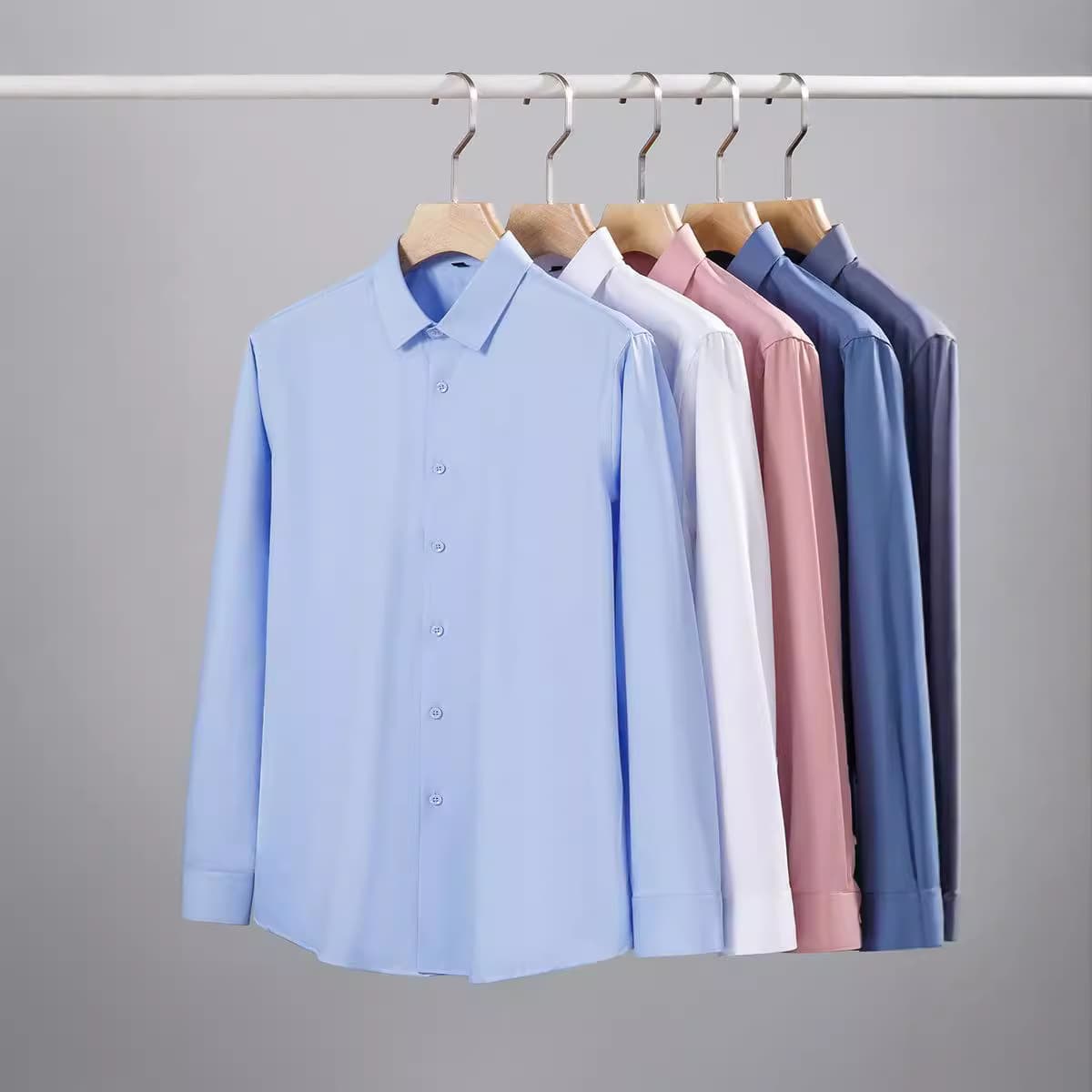 Men's Business Shirt Modal Breathable Professional White Formal Ice Silk Shirt Spring Autumn Comfortable Long Sleeve Solid Color