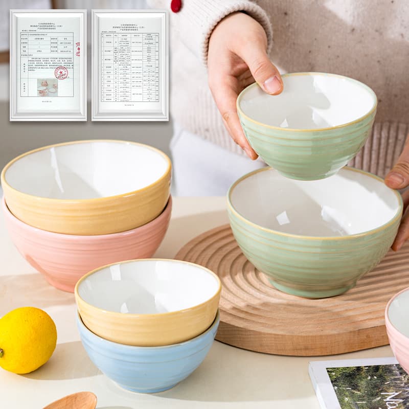 Yuquan Ceramics Factory Direct Sales Ceramic Rice Bowls for Households for Restaurants and Hotels Ceramic Bowls Noodle Bowls Soup Bowls Wholesale Tableware