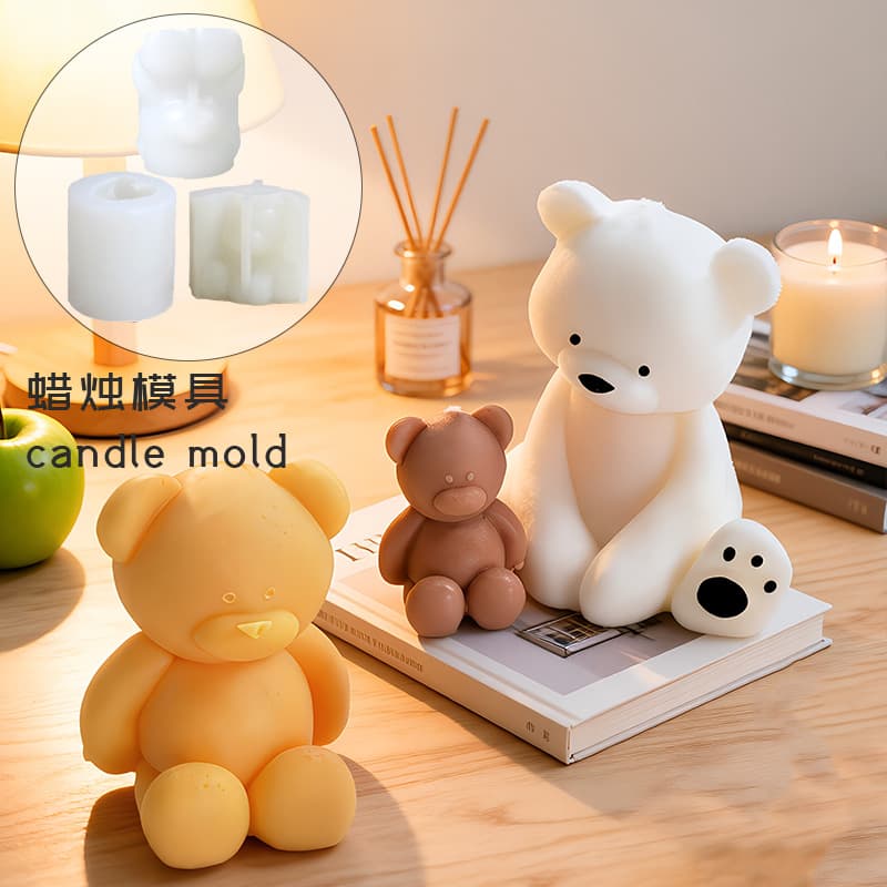 Simulation bear candle mold handmade creative sitting bear silicone Korean ins ornament aromatherapy plaster silicone mold