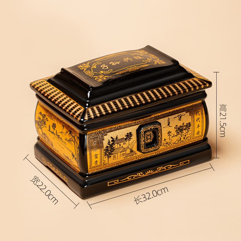 Ceramic Urn Moisture-proof Burial Casket Ash Container Men/Women Coffin Grave Relocation Wholesale Funeral Supplies Manufacturer Burial Box