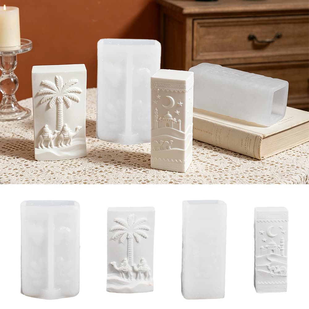 Relief desert ancient city building square candle silicone mold diy aromatherapy plaster ornaments glue resin abrasive tool