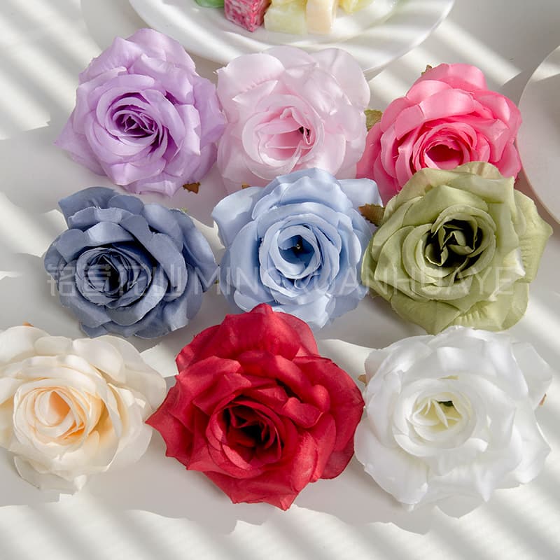 Artificial flower diamond rose head diy corsage wedding flower wall background decoration Tang style hairpin headdress fake flower