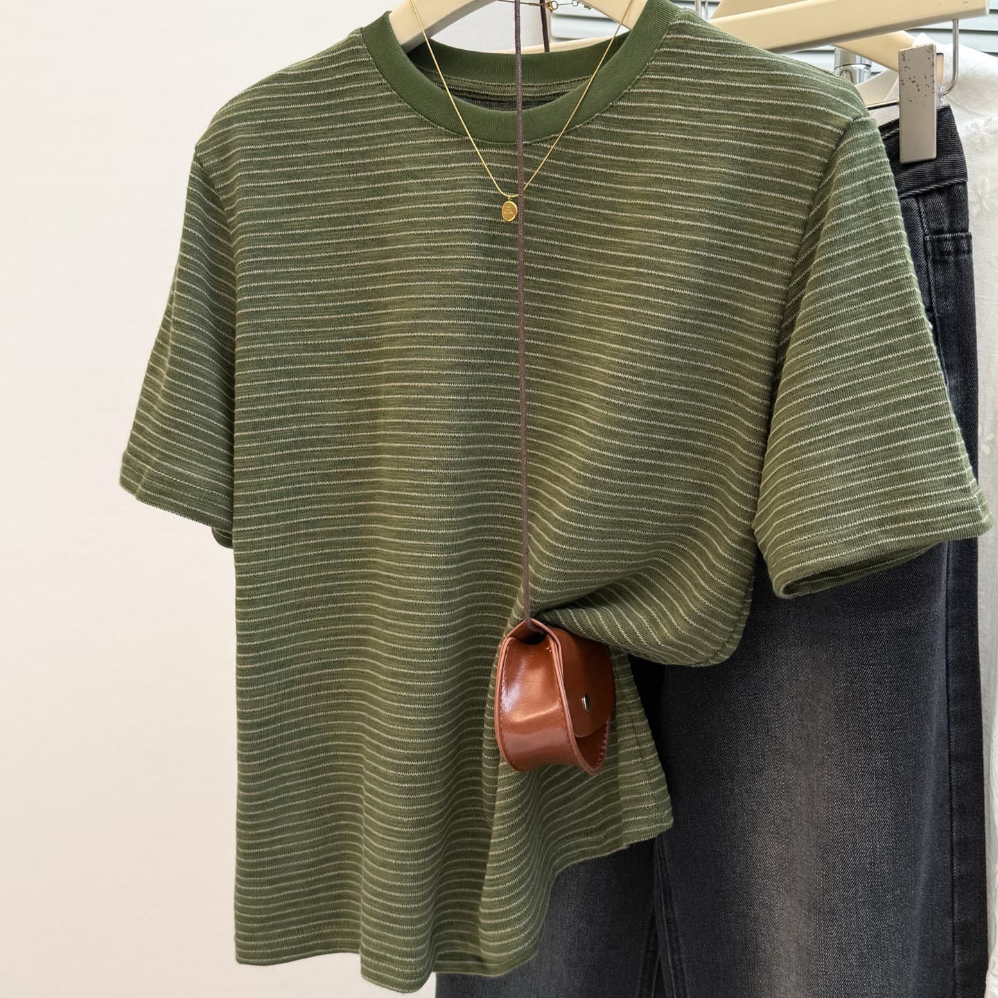 Actual Photo Striped Round Neck Short Sleeve T-Shirt Women 2026 Summer New Loose Slim Fit Half Sleeve Base Tee Korean Style Top