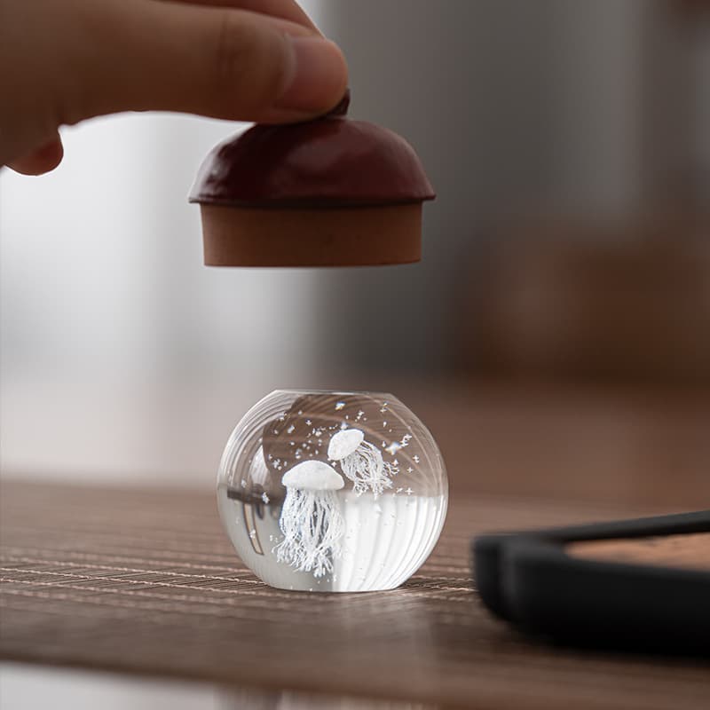 Crystal Glass Lid Rest, Gongfu Tea Set Accessory, Tea Pet Ornament Stand, Tea Table Small Decorative Item