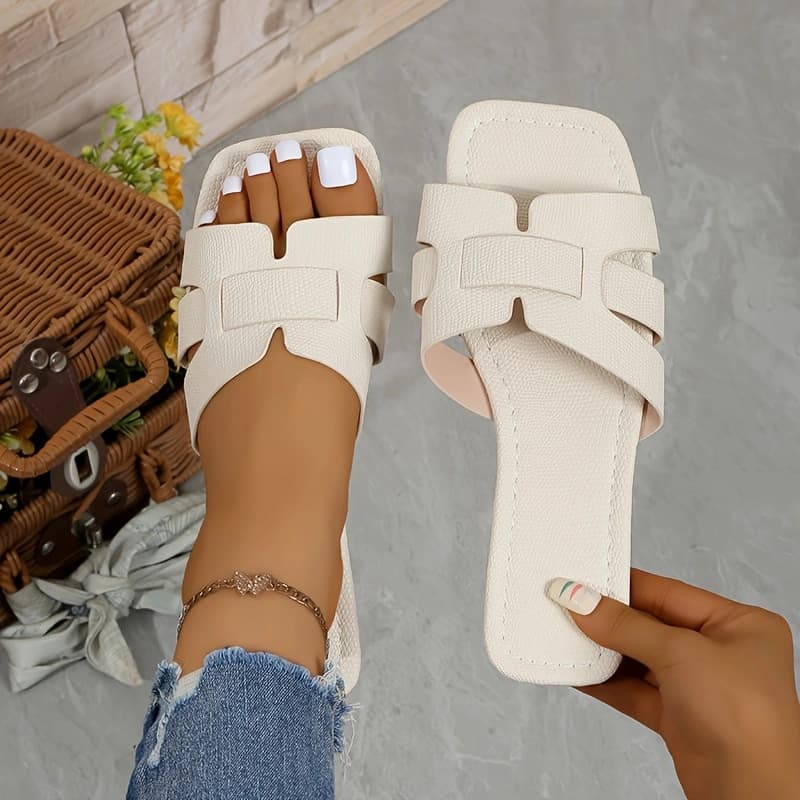 Flat Bottom Slippers for Women, Africa Export Breathable Home Slippers, Round Toe Casual Sandals Women's Slippers