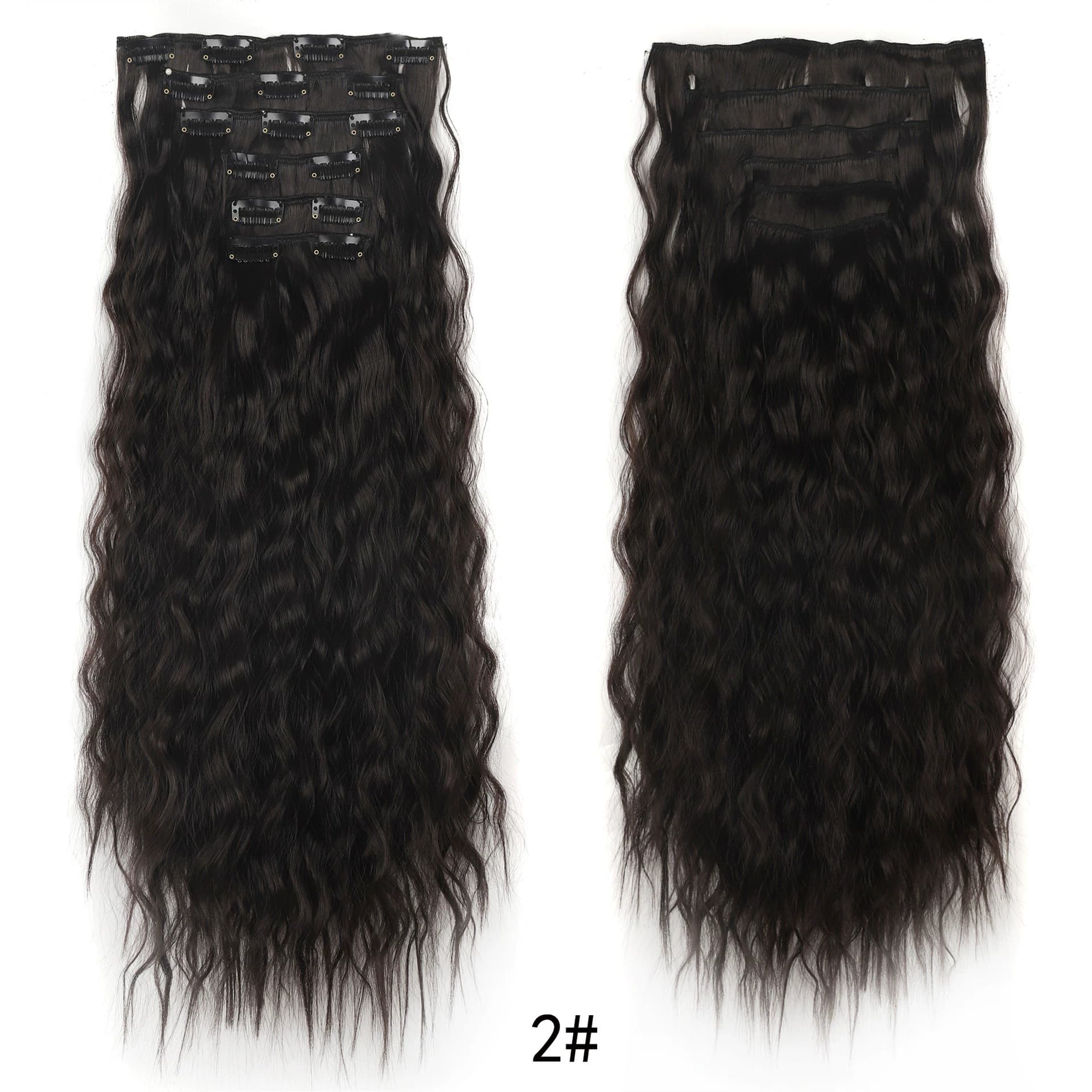 Six-Piece Clip-In Long Curly Hair Extensions, Xuchang Hair, Women's European & American Cross-Border Cornrow Clip-In Hair Extensions