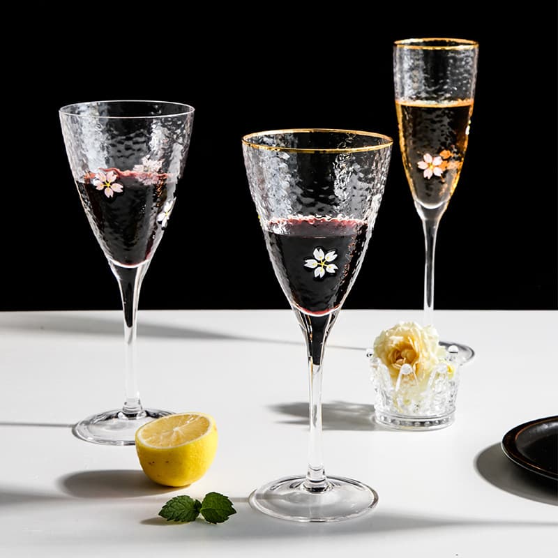 Lvdian ins Japanese-style gold-rimmed cherry blossom glass wine glass large grape red wine glass champagne glass goblet