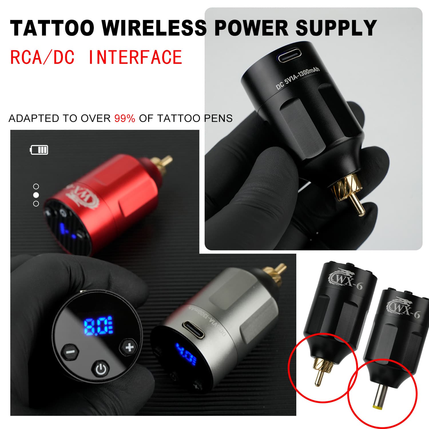 Color mini tattoo wireless power supply portable charging power bank motor machine tattoo equipment