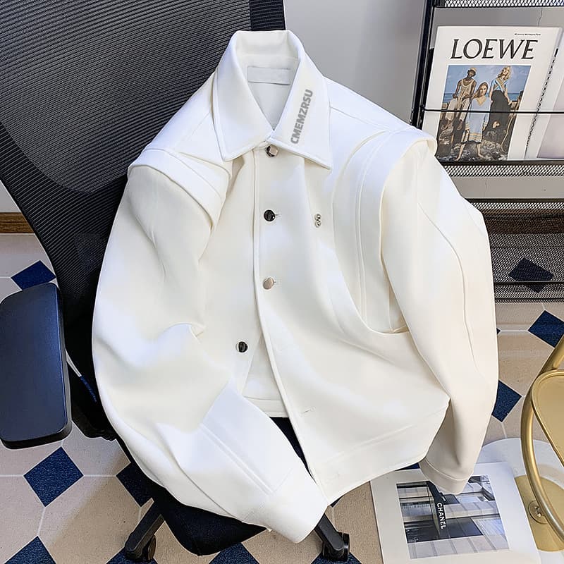 American Pilot Jacket Men's Fall Casual Cool Workwear Jacket Stand Collar Zipper Loose Short Baseball Jacket