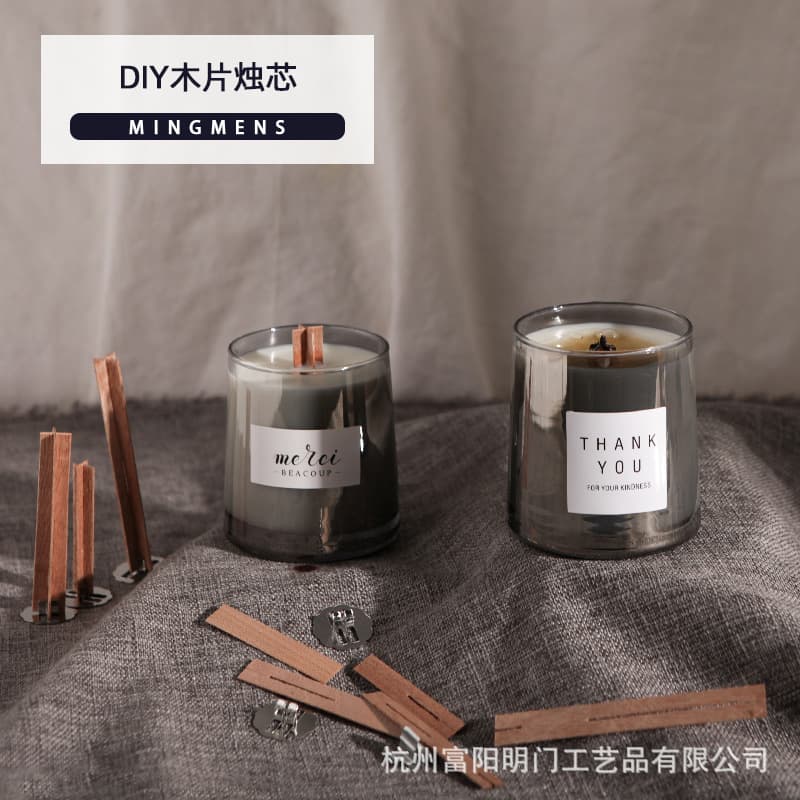 Wood chip candle wick double layer aromatherapy candle DIY material smokeless log cross wooden wick glass candle wick