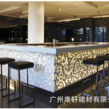 Acrylic reception desk, rounded information desk, elegant artificial stone cashier counter, hotel reception desk