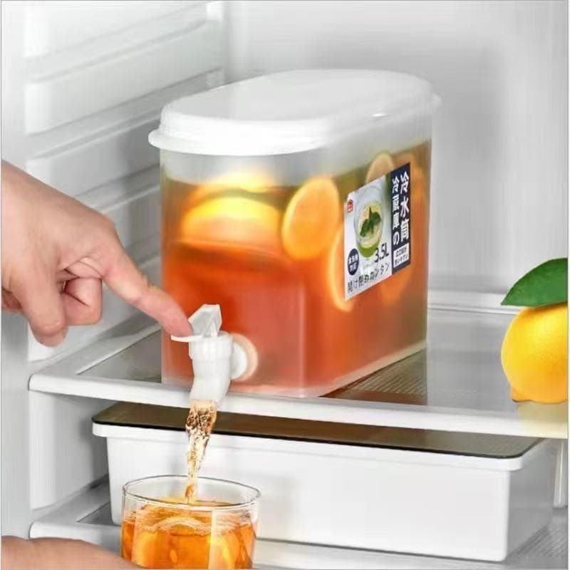 3.5L Pitcher with Tap for Lemon Fruit Tea and Juices, Refrigerator-Safe Cold Water Container