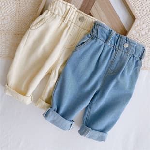 Baby 0-3 Years 1 Soft Jeans Spring/Autumn Boy Girl Korean Style Casual Harem Pants Newborn High Waist Big PP Pants
