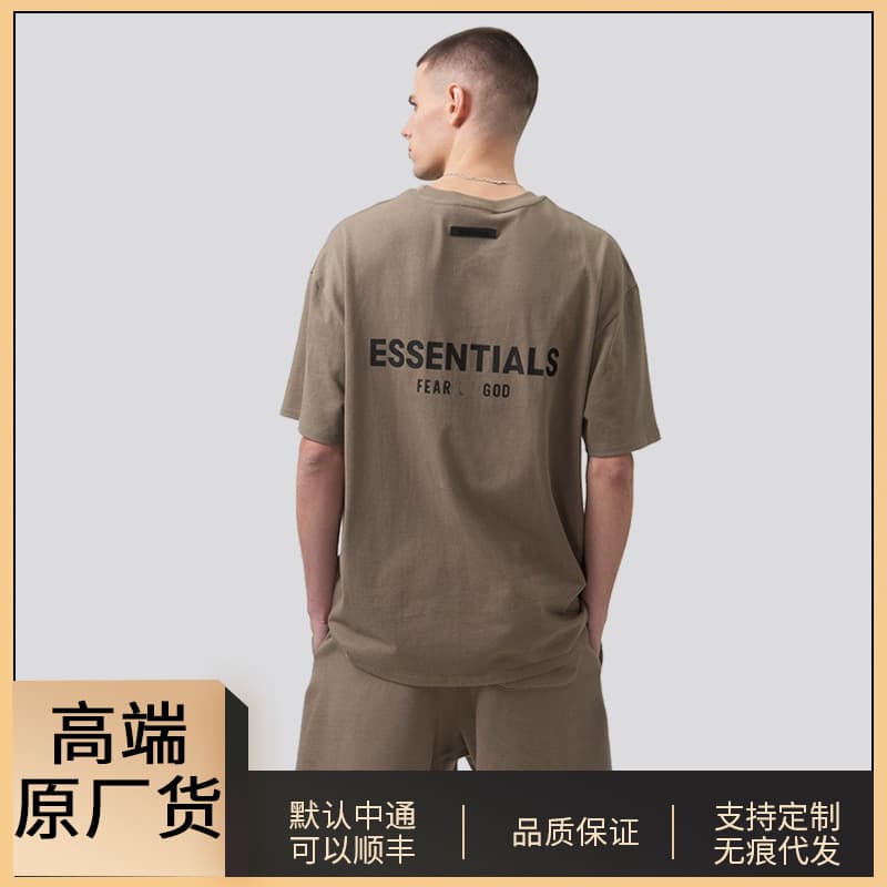 High-end original ESSENTIALS 21 trendy brand back letter short-sleeve T-shirt for men and women
