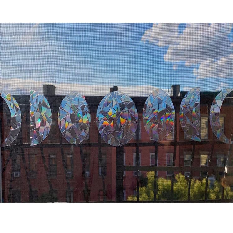 Colorful Rainbow Static Glass Sticker Moon Tooth Shape PVC Film Window Decal Modern Simple Style Geometric Abstract Pattern