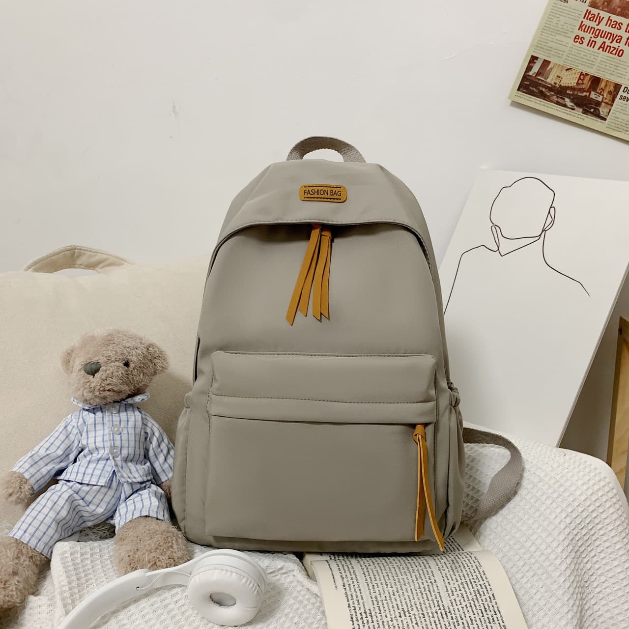 New Summer Backpack for Women, Forest-Style Simple and Cute Student Bag, Large Capacity, Fashionable Trendy Casual Versatile Backpack