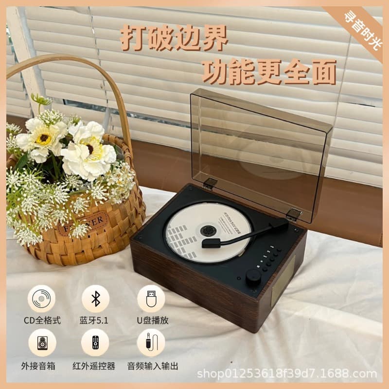New Retro CD Player Bluetooth Album Speaker All-in-One Player CD Player Birthday Gift Cross-border Hot-Selling
