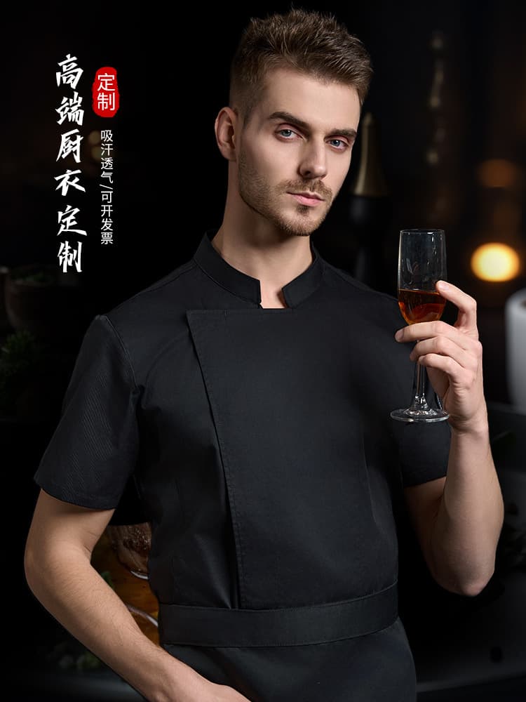 Chef Work Shirt Men Short Sleeve Summer Thin Breathable Catering Hotel Restaurant Bakery Kitchen Clothing Summer