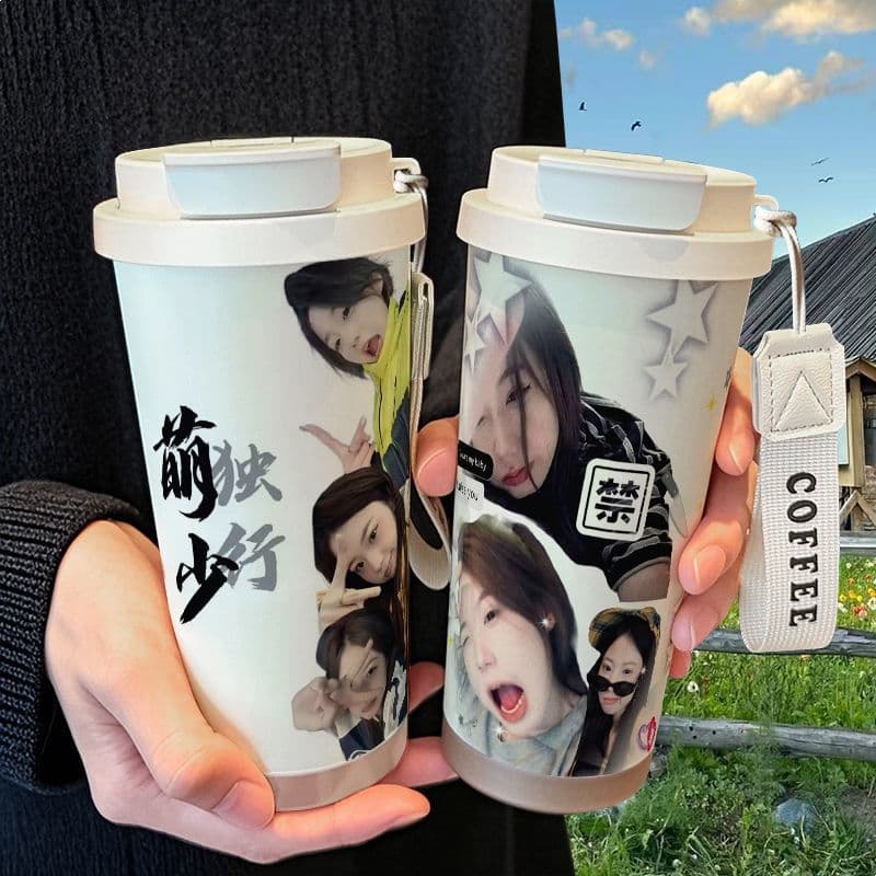 Yan Li Qimeng Cute Merch Thermos with Figure Collectibles, High-Value Aesthetics, Straw for Female Students