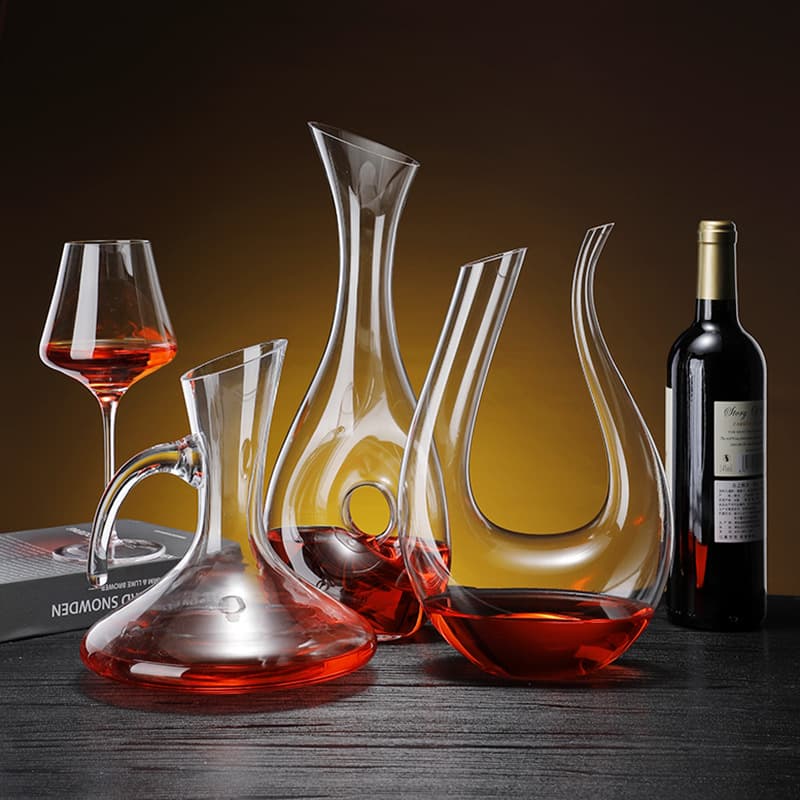 Home European-style Crystal Glass Decanter with Handle, Lead-Free U-Shaped Red Wine Decanter, Multi-Style Wine Decanter Set Wholesale
