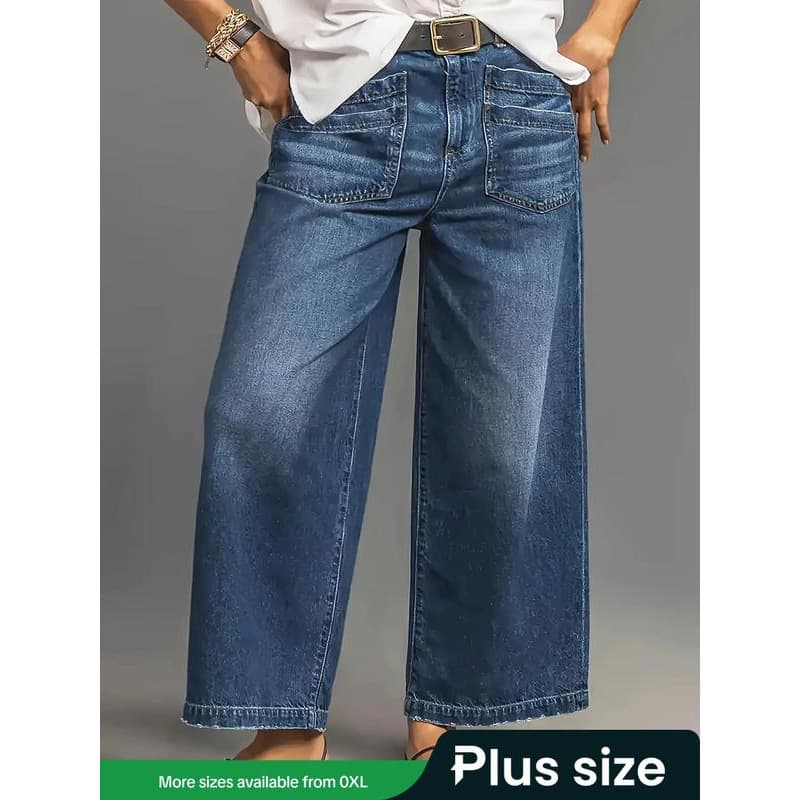 2025 new cross-border dropshipping solid color wide leg jeans for women casual curve comfortable jeans