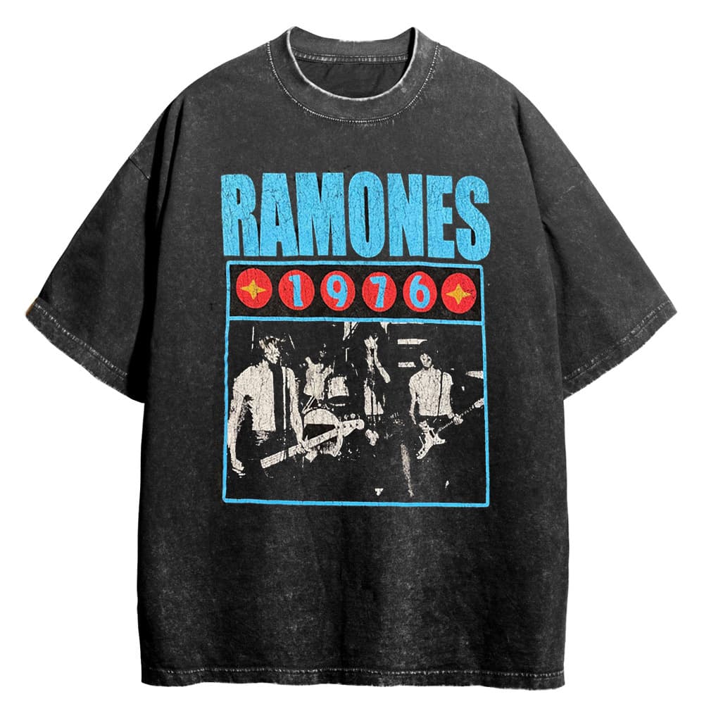 1974 Year Ramones Punk Rock Vintage T-Shirt American Style Distressed Crew Neck Top For Music Lovers Casual Wear