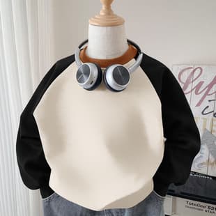 Lightweight/Fleece-Lined Kids Round Neck Raglan Sweatshirt Solid 290g Kids 100% Cotton Huacotton (Composite Milk Silk)