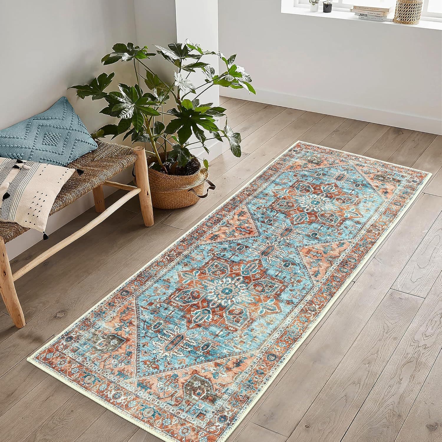 Cross-border Vintage American Style Corridor Carpet, Stain-Resistant, Dust-Proof, Long Strip Bedside Rug, Entryway Door Mat, Custom Label Drop Shipping