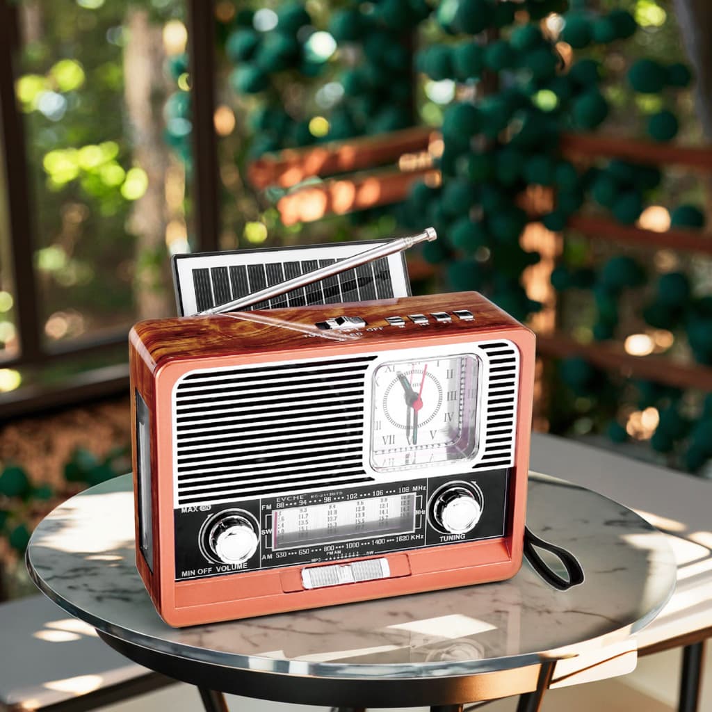 Factory direct sales cross-border wholesale full-band Bluetooth solar LED flashlight clock radio EC-2113BTS