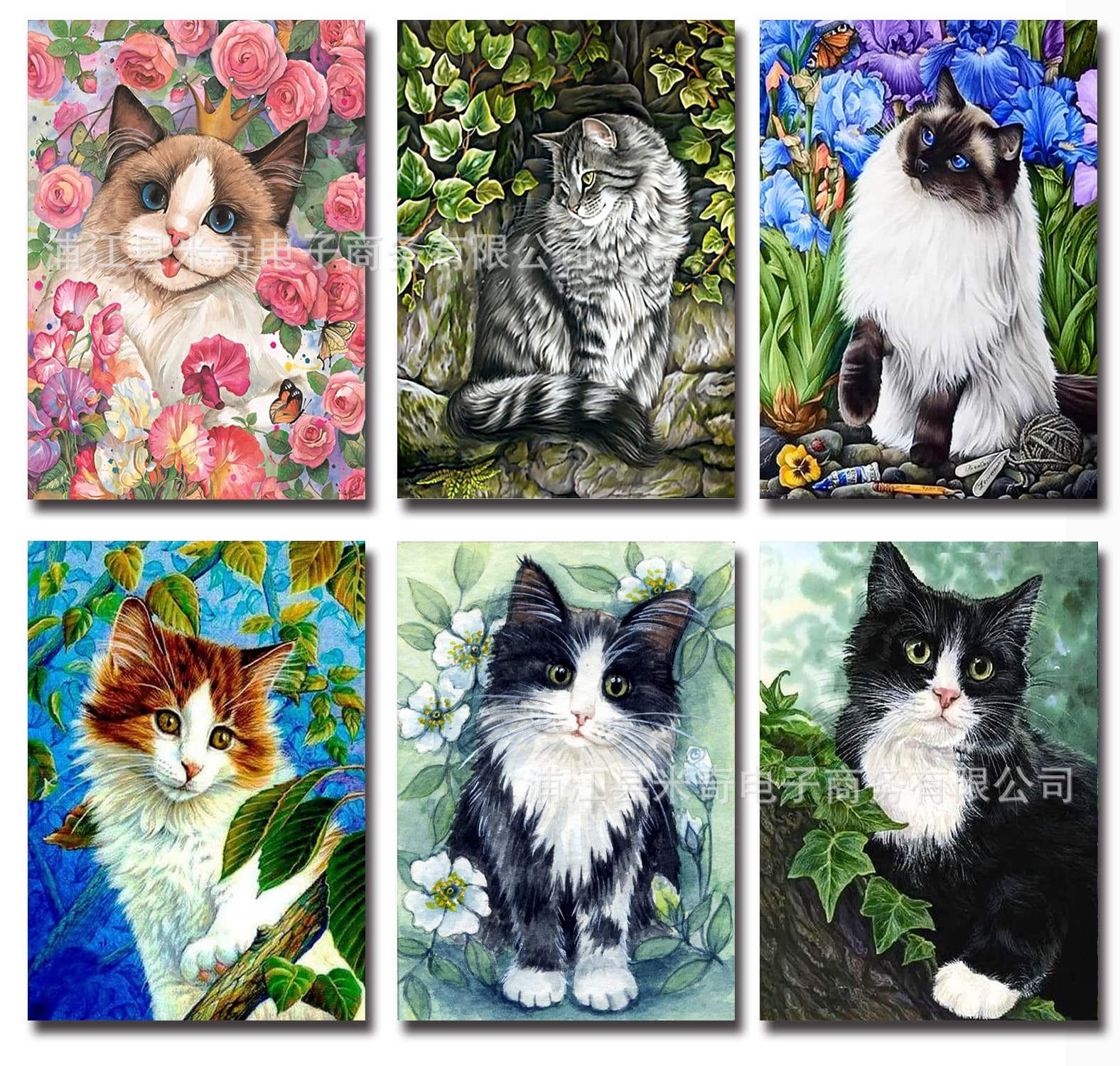 Adult Art Diamond Painting Kit, Cute Cat 5D Full Diamond DIY Round Drill Digital Painting Decoration