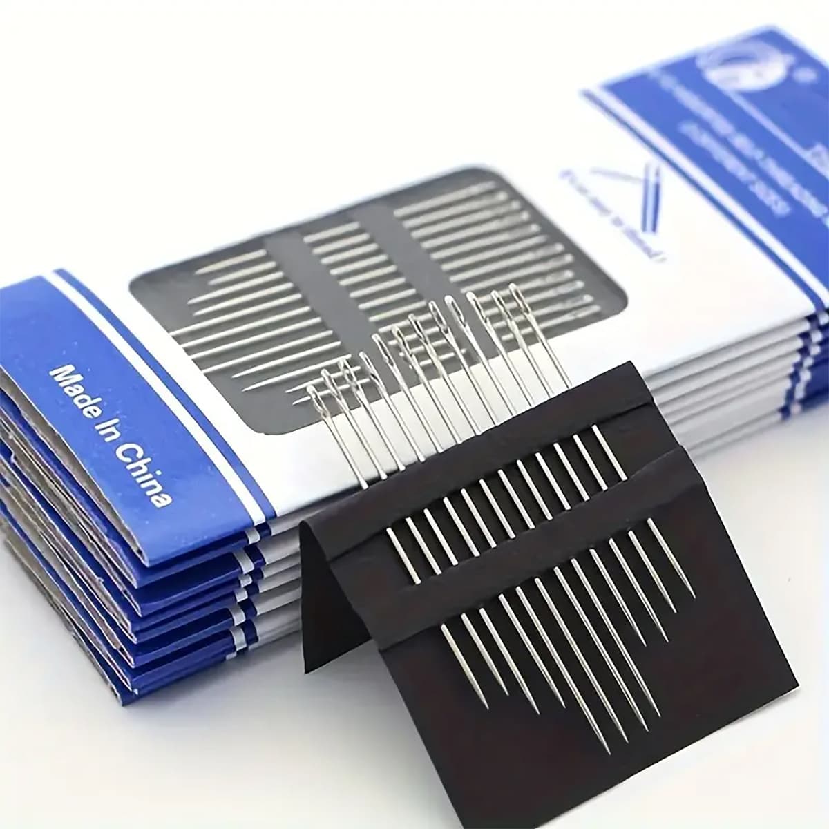 No-Threading Needle for Elderly and Blind, Self-Threading Hand Sewing Needle Kit with Thread Spool, Household Sewing Needle Set